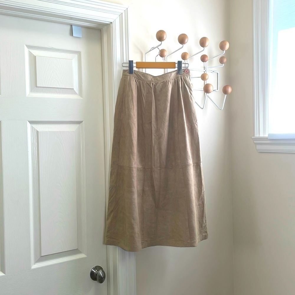 Abercrombie & Fitch - Vintage 60s Leather Full Skirt - Netraul Cream - 6